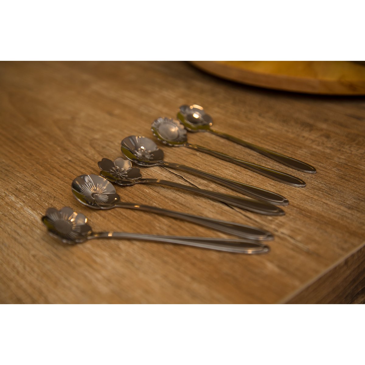 SILBERNE SORTIERTE BLUMEN-KUCHENLÖFFEL – 6ER-SET