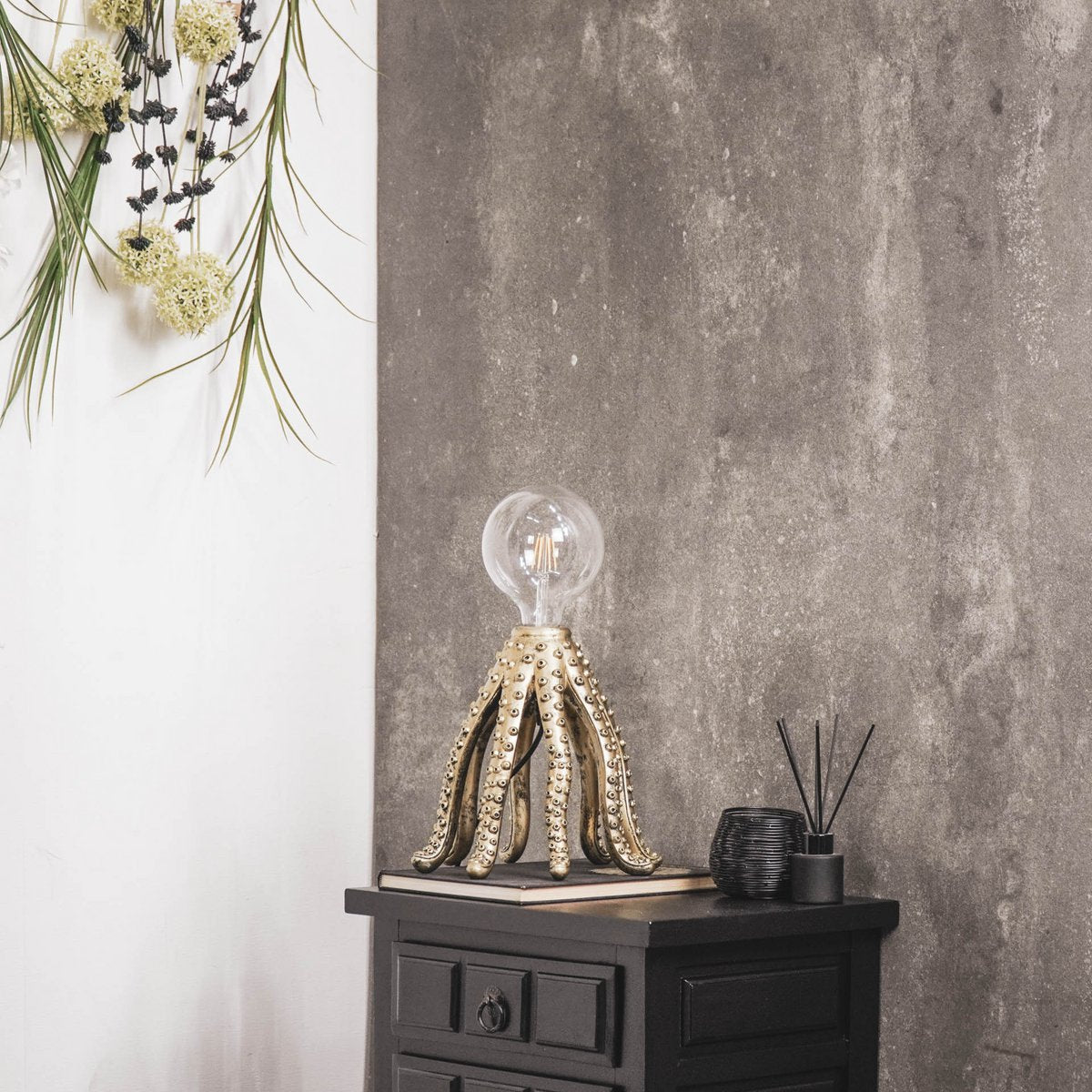 Tischlampe - Oktopus - Polyresin - Gold - E27 - 25x25cm