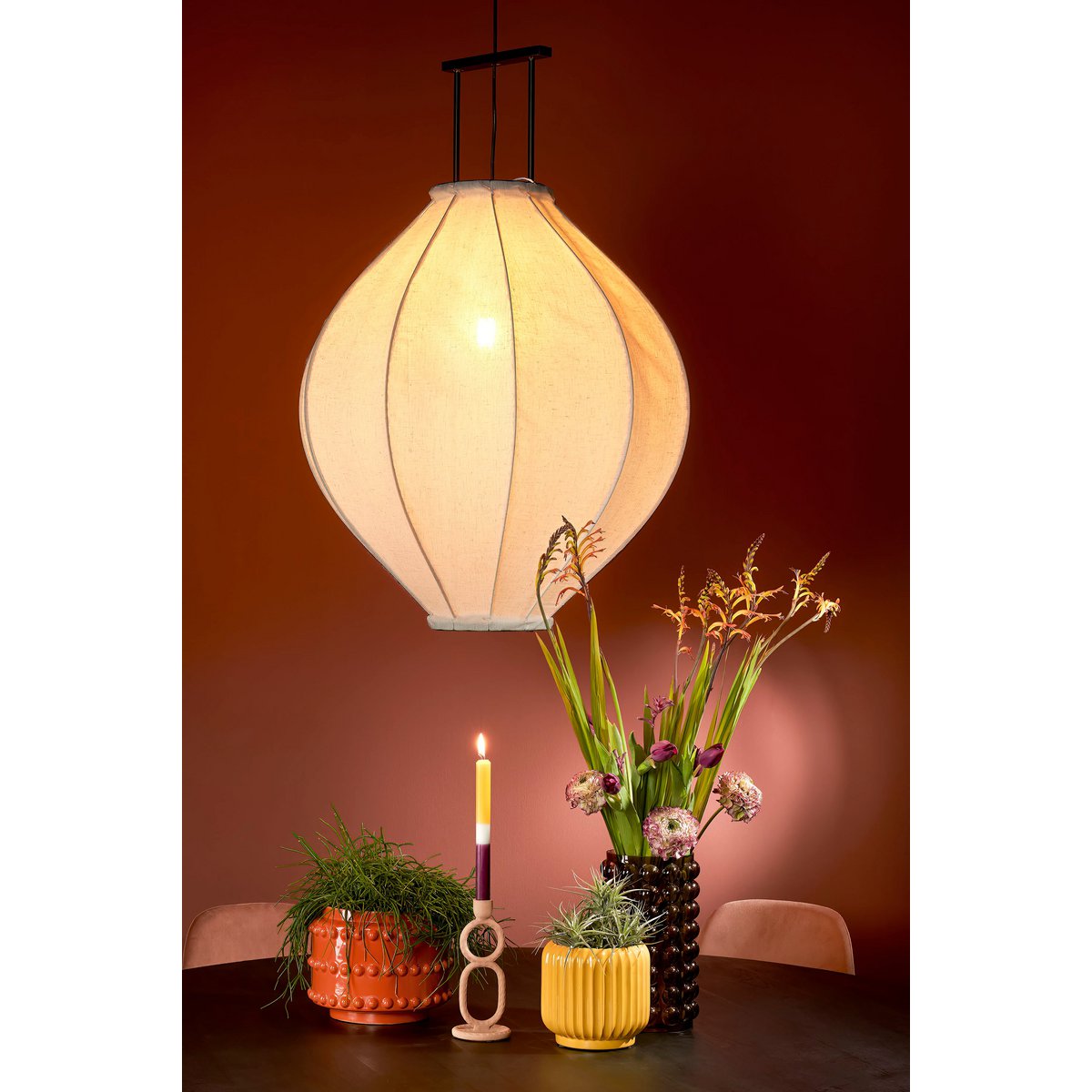 Pego Hängelampe - H94 x Ø70 cm - Leinen - Off White