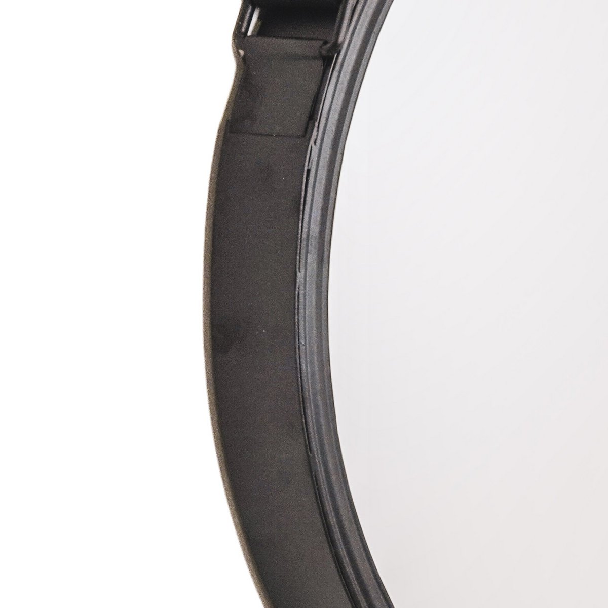 Spiegel – Runder Wandspiegel – Leder/Metall – Schwarz – Ø30 cm