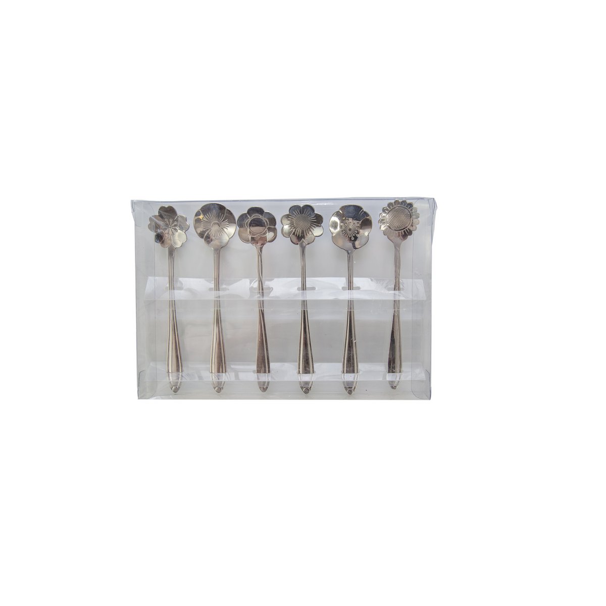 SILBERNE SORTIERTE BLUMEN-KUCHENLÖFFEL – 6ER-SET