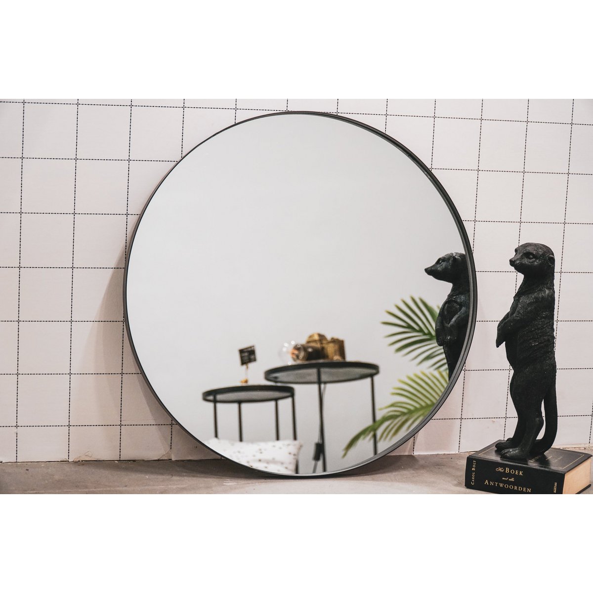 Spiegel – Runder Wandspiegel – Metall – Schwarz – Ø60 cm