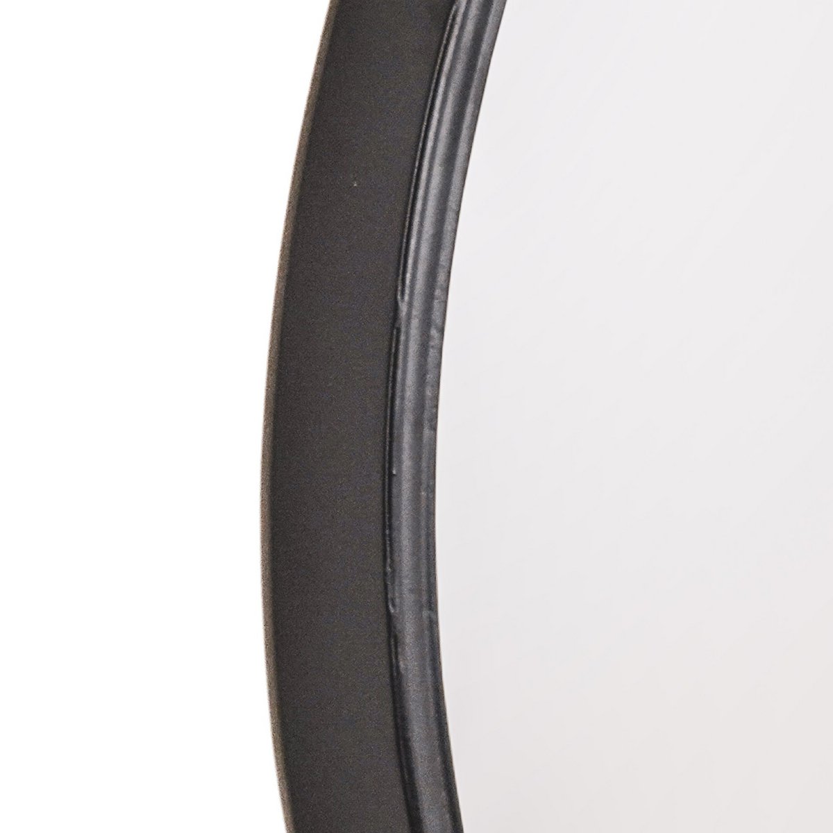 Spiegel – Runder Wandspiegel – Leder/Metall – Schwarz – Ø50 cm