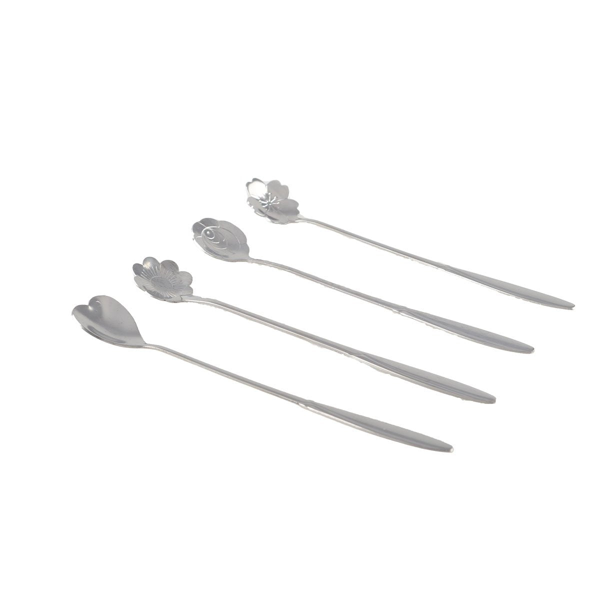 LANGE BLUMEN-SILBERLÖFFEL – 4ER-SET