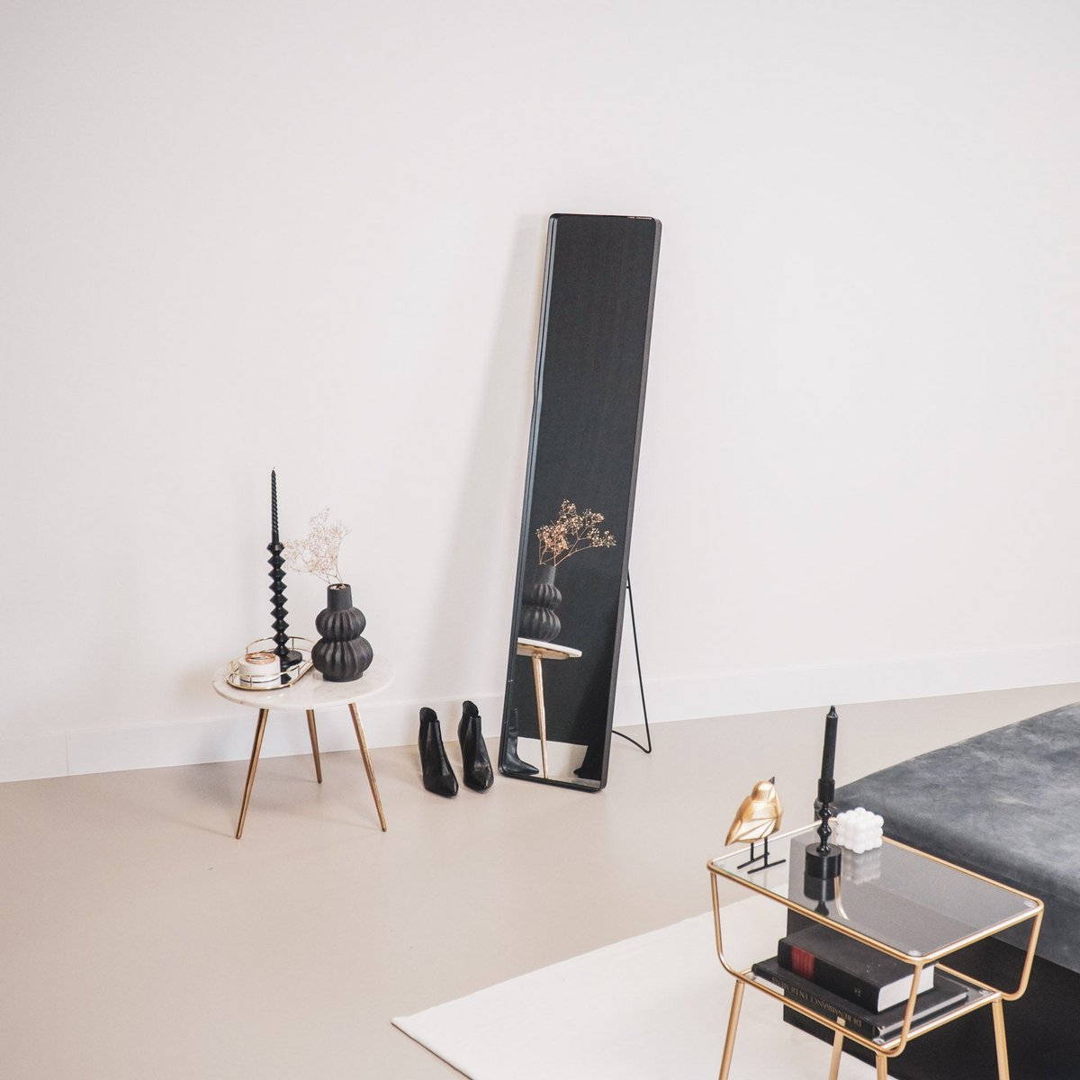 Spiegel - Passspiegel - Metall - Schwarz - 30x4x150cm